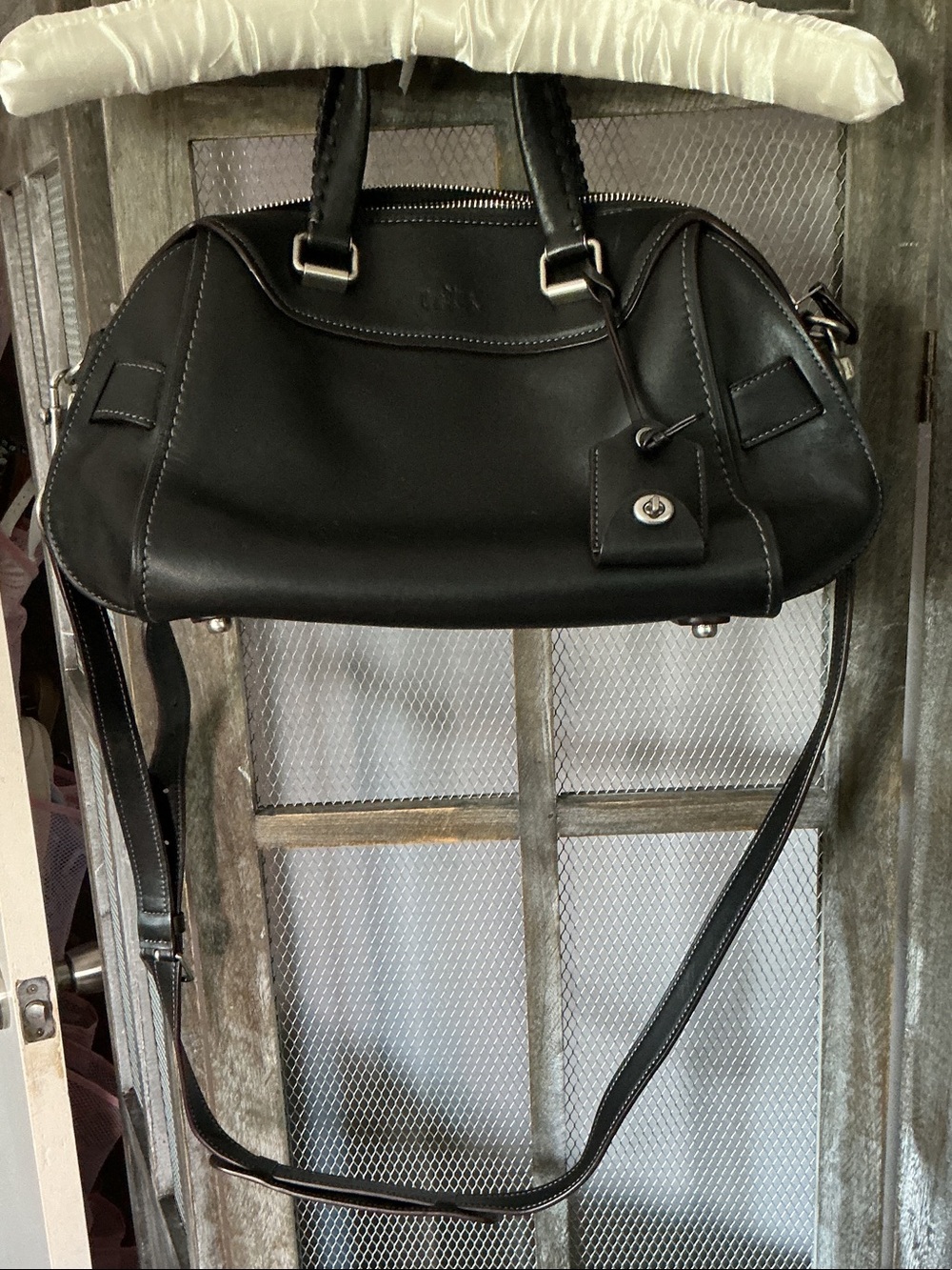 Black Leather Coach  Satchel Handbag